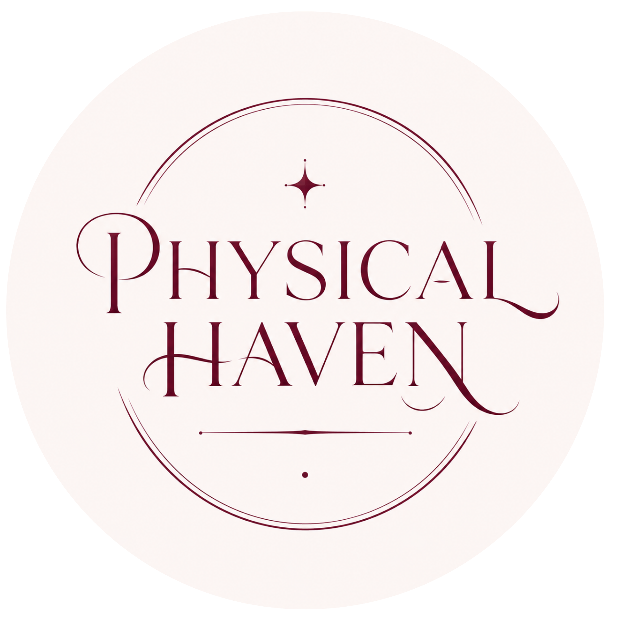 Physical Haven logo: an arch with a crescent moon and botanical ornament